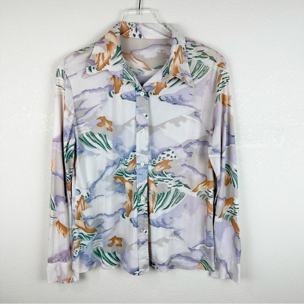 Vintage 70s Button Down Disco Hippie Power Large